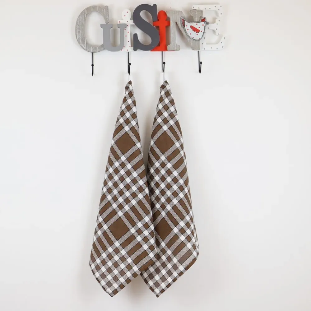 Illustration numéro 2 du produit Lot de 2 serviettes rouge en Coton Marron