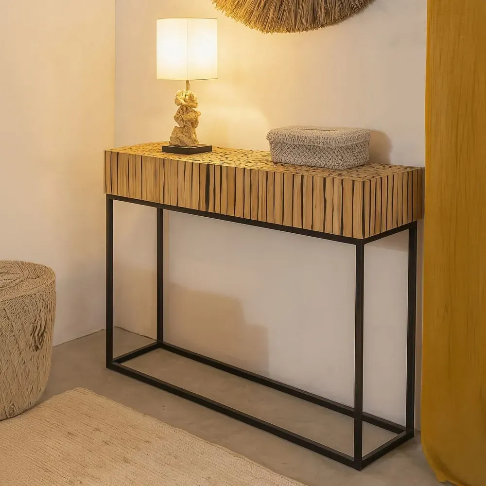 Illustration numéro 2 du produit Console en métal et branche de teck
