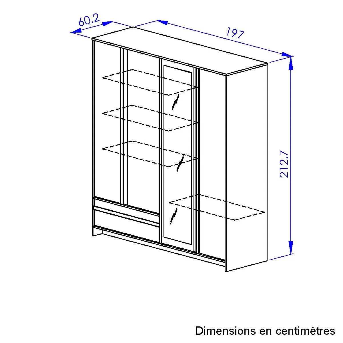 Illustration numéro 2 du produit Armoire 4 portes effet bois et noir