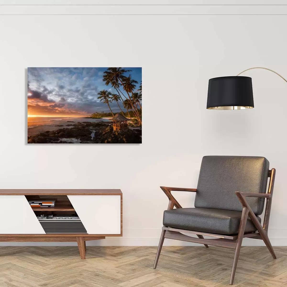 Illustration numéro 2 du produit Tableau paradis beach impression sur aluminium 90x60 cm