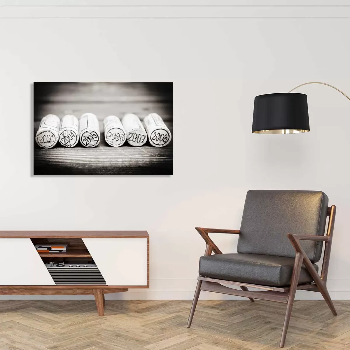 Illustration numéro 2 du produit Tableau bouchons en liège impression sur aluminium 120x80 cm