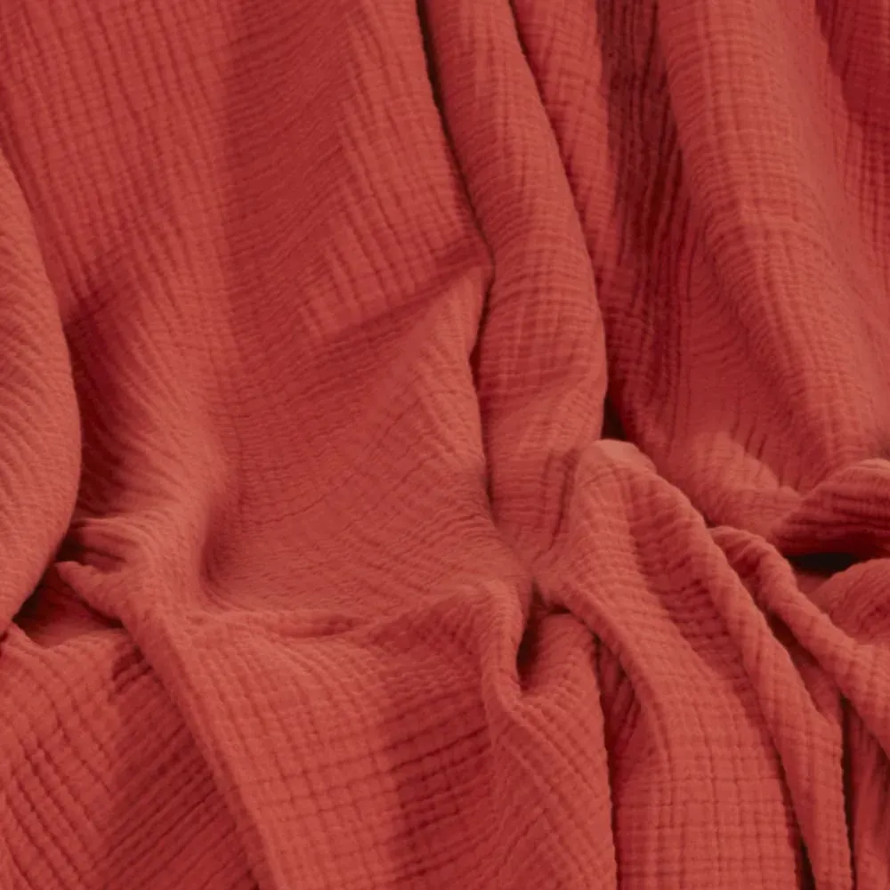 Illustration numéro 2 du produit Plaid gansé en gaze de coton  terracota 130x170 cm