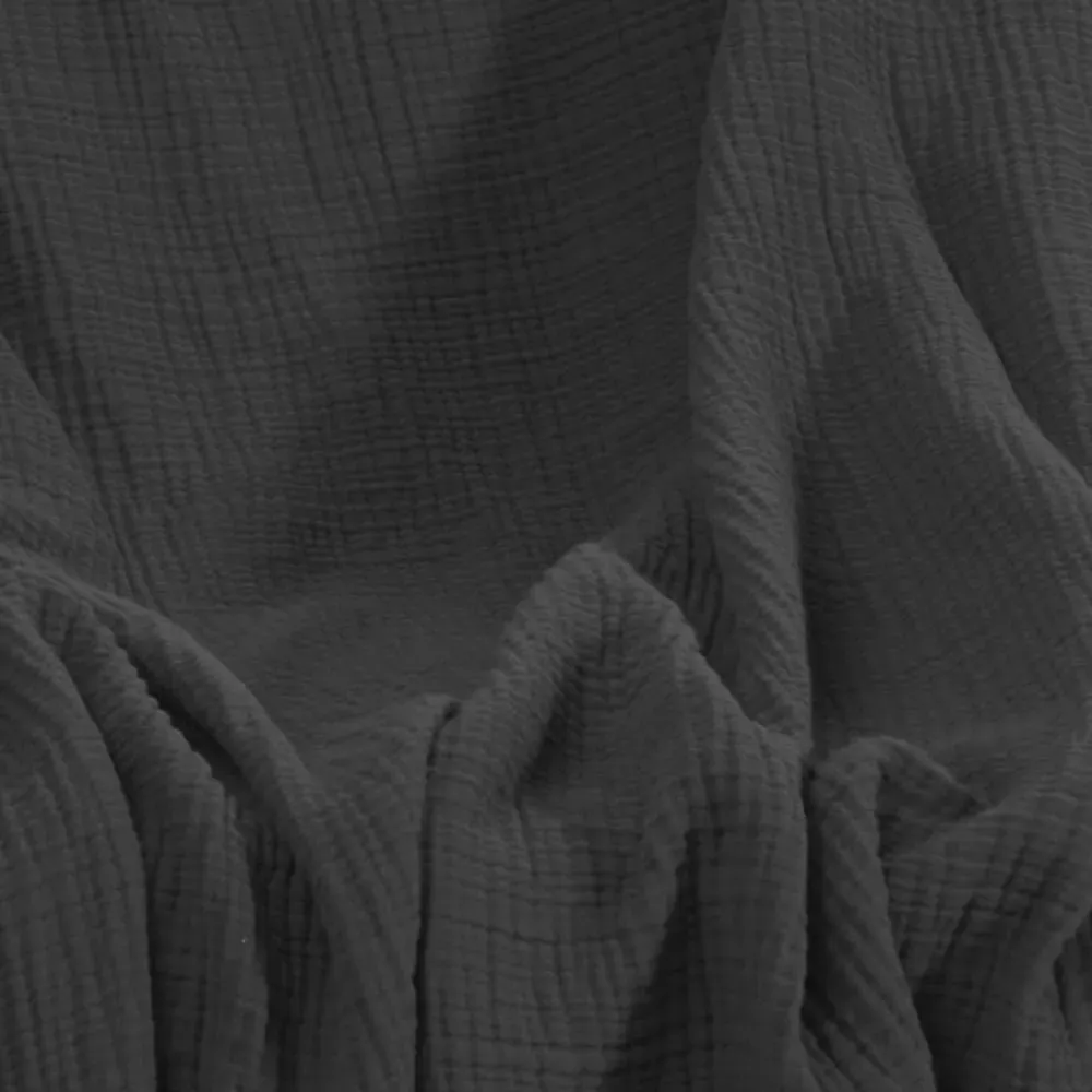 Illustration numéro 2 du produit Plaid gansé en gaze de coton  carbone 130x170 cm