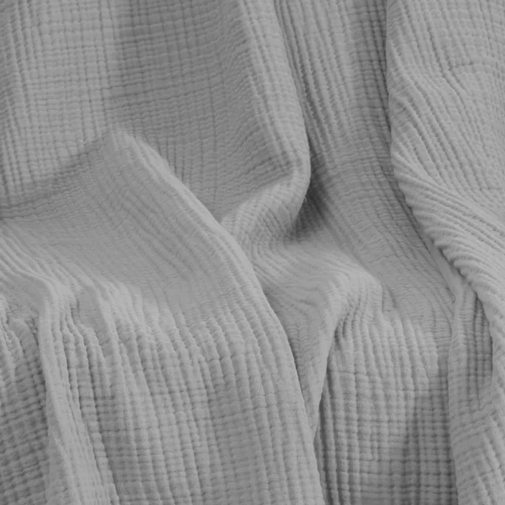 Illustration numéro 2 du produit Plaid gansé en gaze de coton  gris perle 130x170 cm