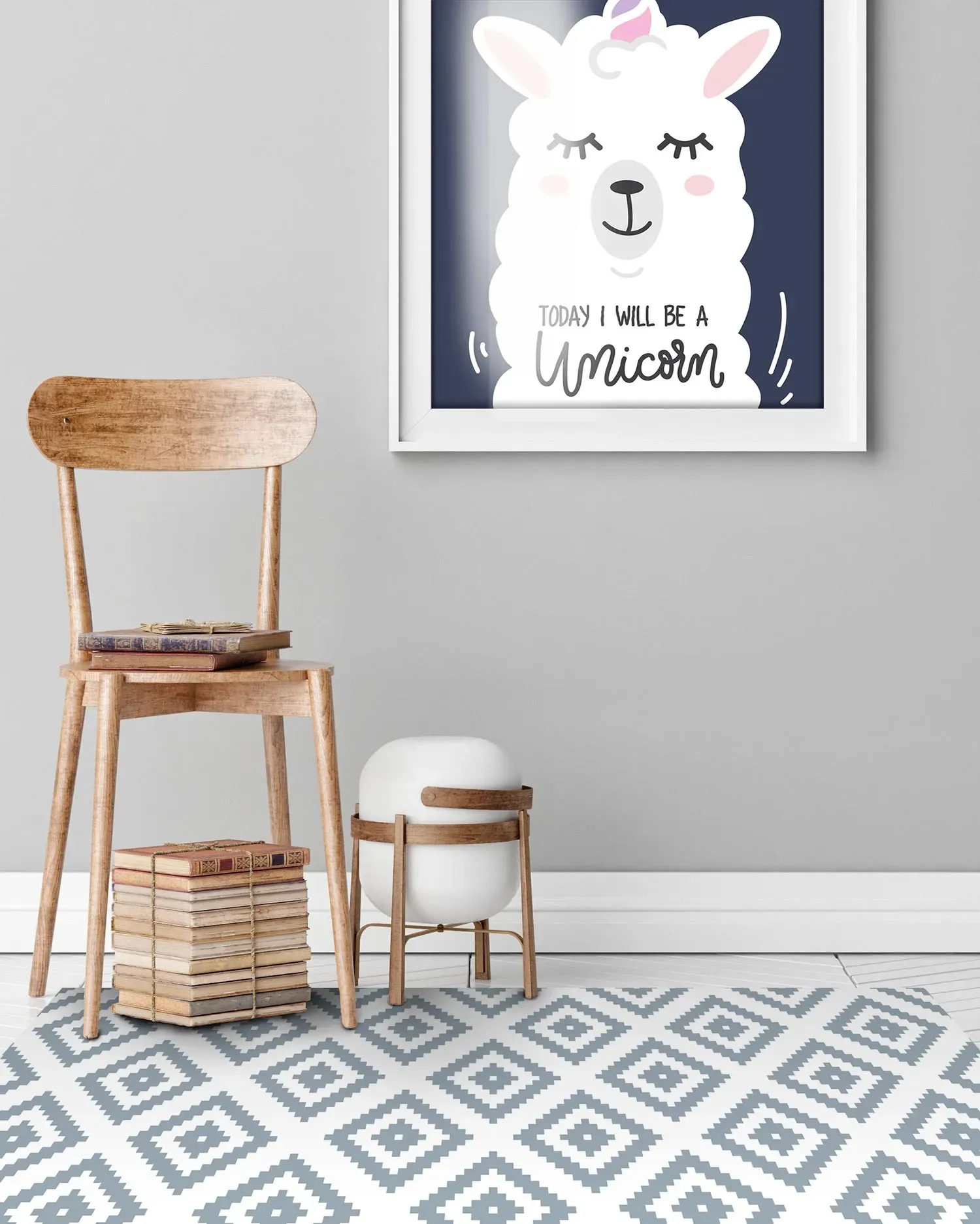 Illustration numéro 2 du produit Tapis vinyle carrés bleus 200x250cm