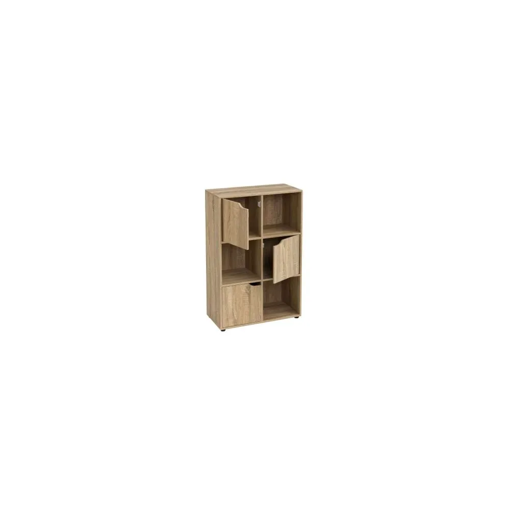 Illustration numéro 2 du produit Étagère basse en bois MDF 6 casiers 3 portes