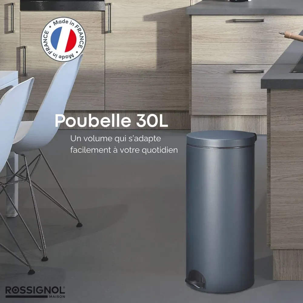 Illustration numéro 2 du produit Poubelle de cuisine à pédale 30L Fabriqué en France
