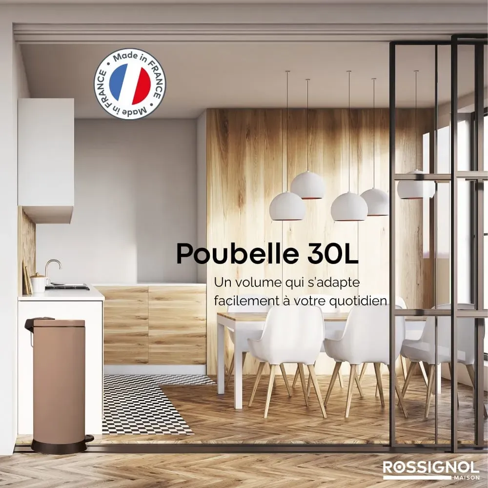 Illustration numéro 2 du produit Poubelle de cuisine à pédale 30L Fabriqué en France