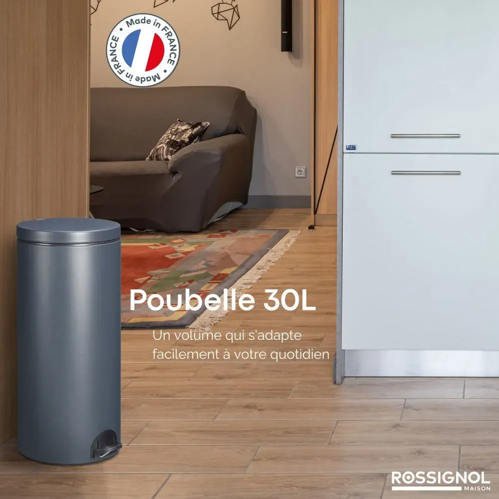 Illustration numéro 2 du produit Poubelle de cuisine à pédale 30L Fabriqué en France