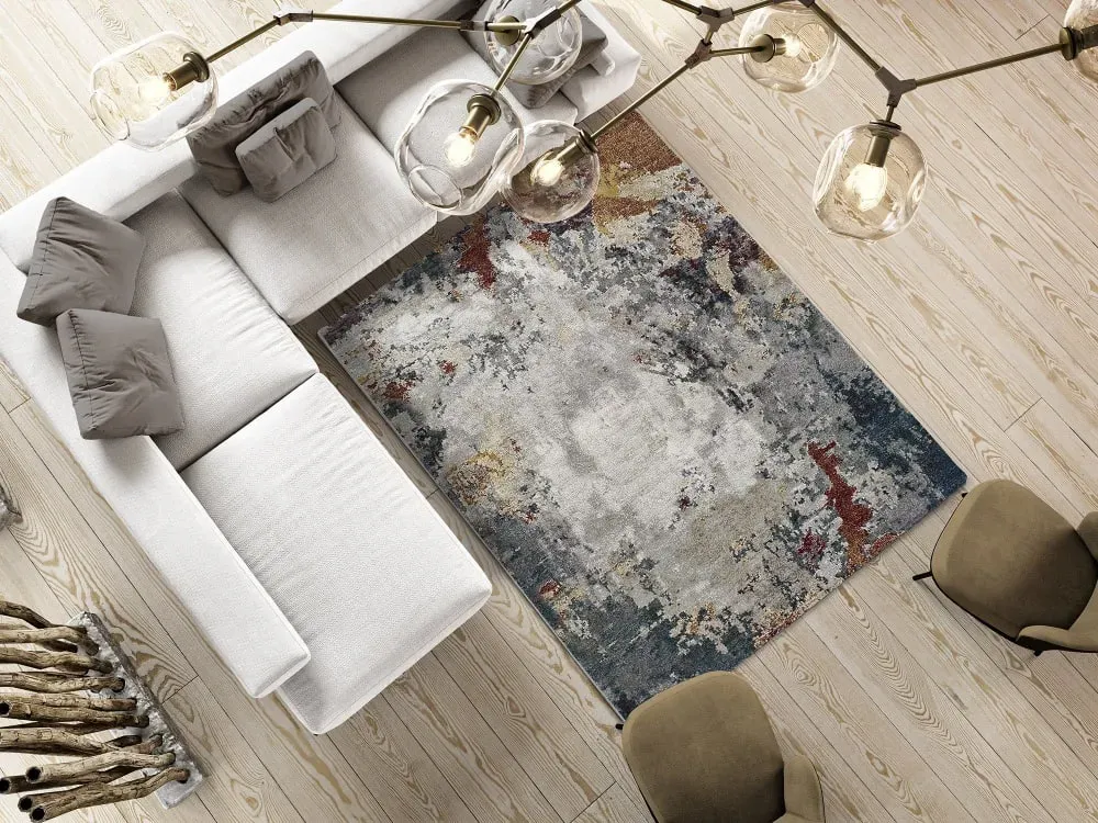 Illustration numéro 2 du produit Tapis descente de lit gris/multicolore 60x120 cm