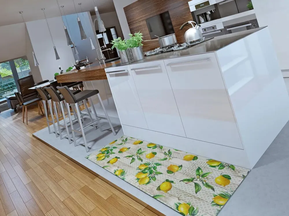 Illustration numéro 2 du produit Tapis de cuisine lavable citrons jaune/vert/gris 48x200 cm