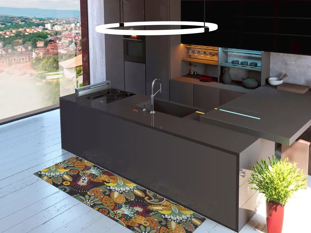 Illustration numéro 2 du produit Tapis de cuisine lavable bohème multicolore 52x100 cm