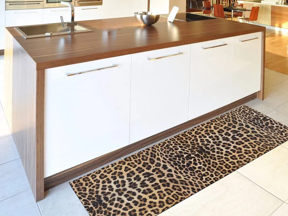 Illustration numéro 2 du produit Tapis de cuisine lavable animal print jaune/noir 52x100 cm