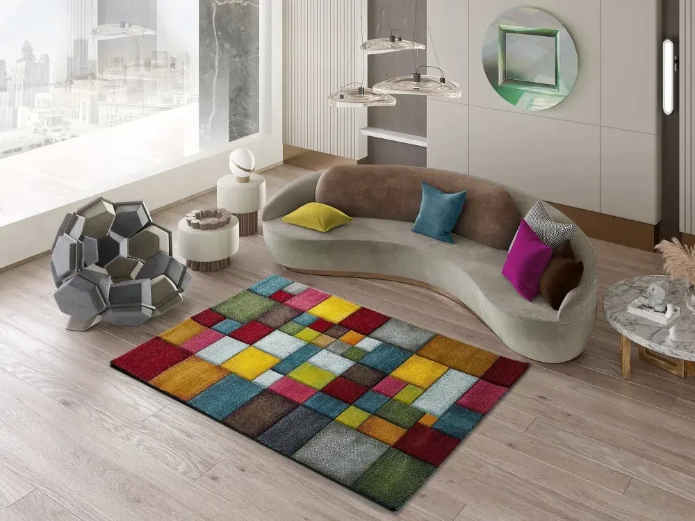 Illustration numéro 2 du produit Tapis géométrique multicolore 120x170 cm