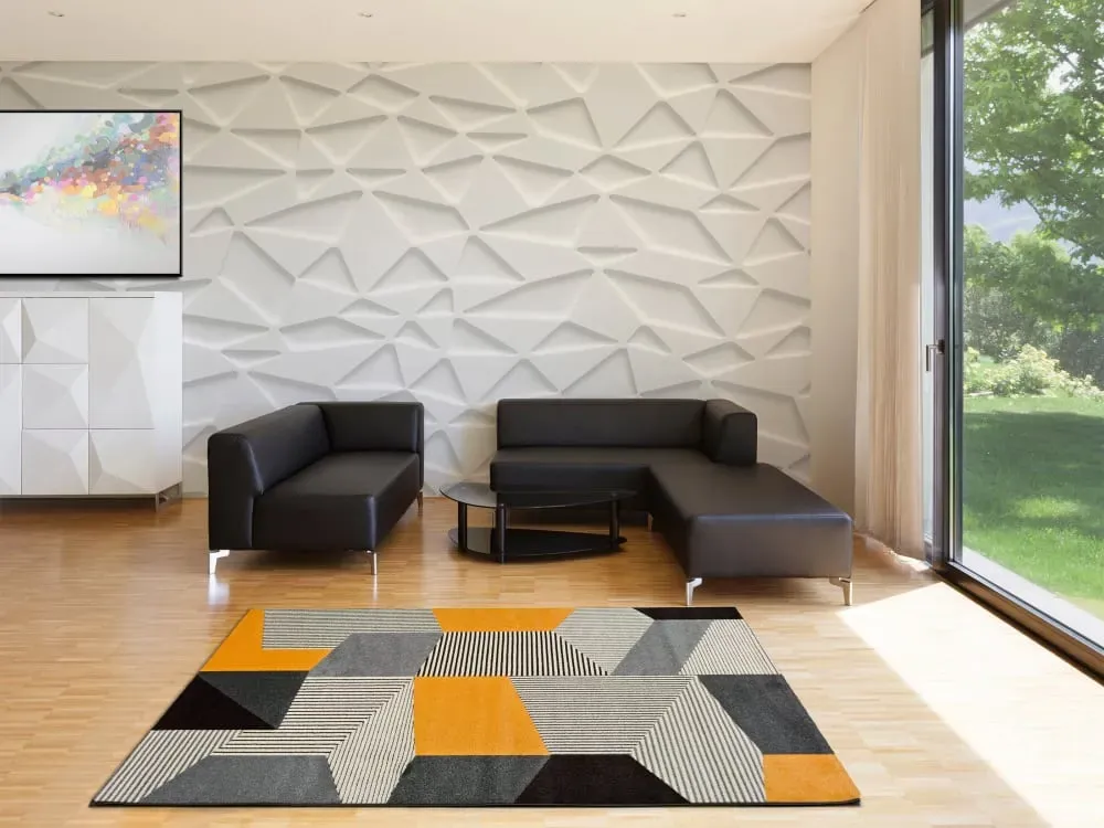 Illustration numéro 2 du produit Tapis géométrique gris/noir/moutarde 80x150 cm