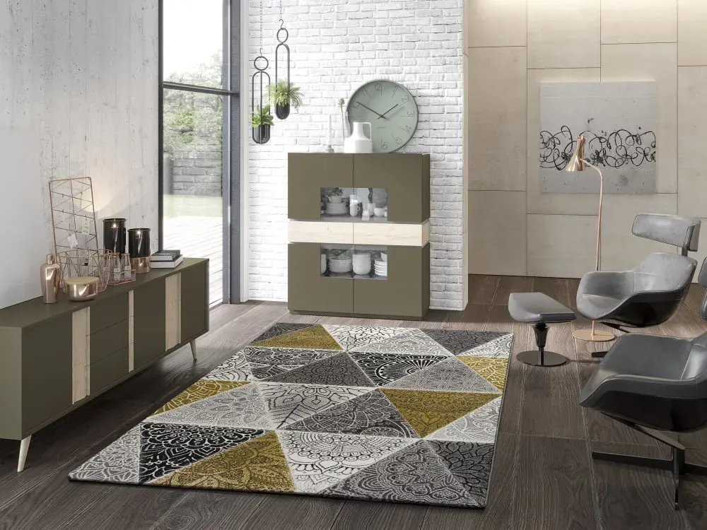 Illustration numéro 2 du produit Tapis patchwork gris/jaune 120x170 cm