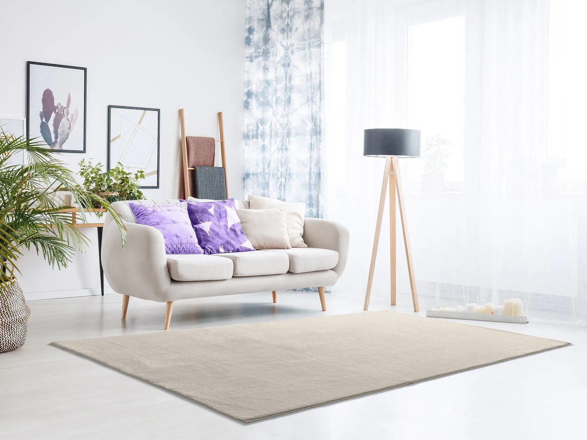 Illustration numéro 2 du produit Tapis lavable blanc antidérapant 200x290 cm