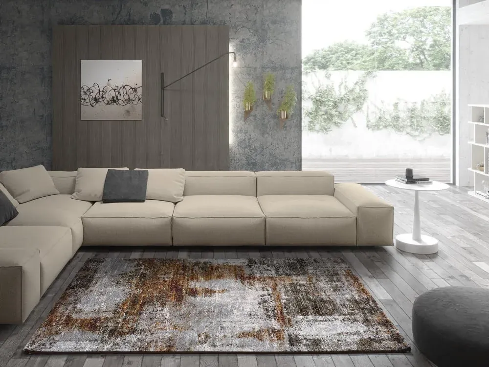 Illustration numéro 2 du produit Tapis abstrait rouille/gris 80x150 cm