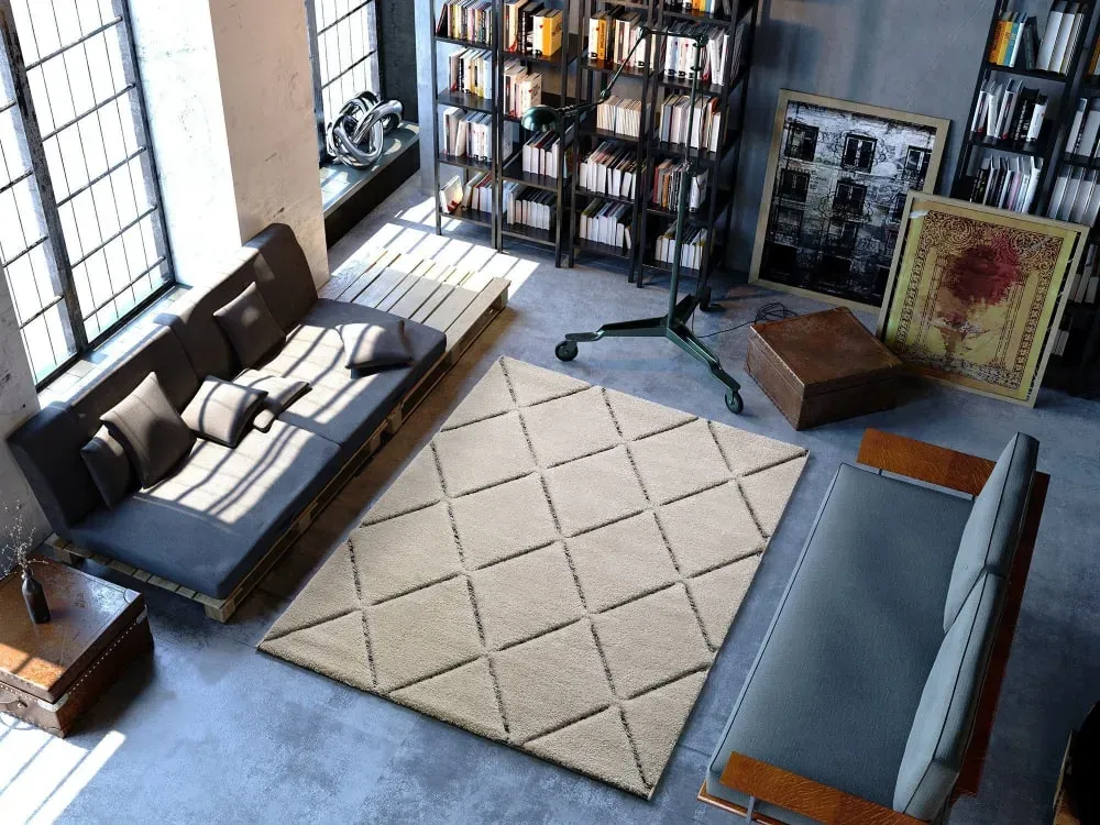 Illustration numéro 2 du produit Tapis double hauteur noir et blanc 120x170 cm