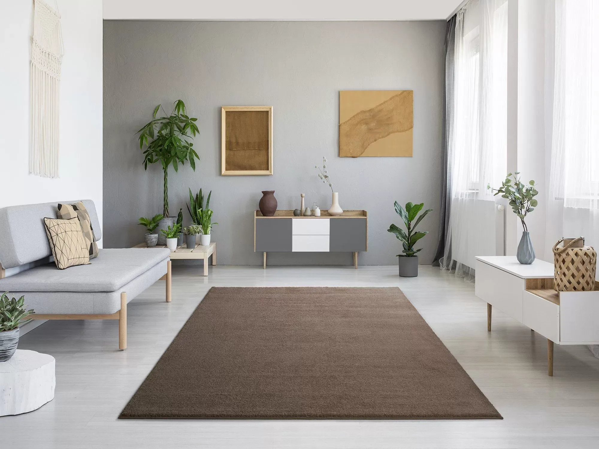 Illustration numéro 2 du produit Tapis uni beige  140x200 cm