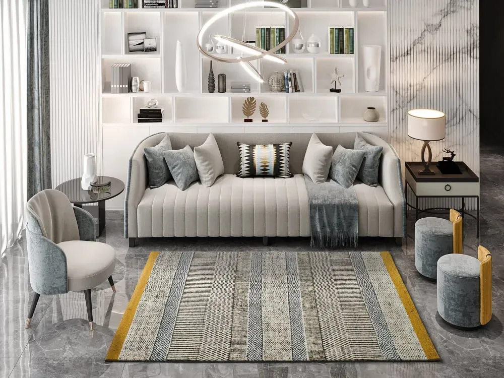 Illustration numéro 2 du produit Tapis ethnique gris/beige 80x150 cm