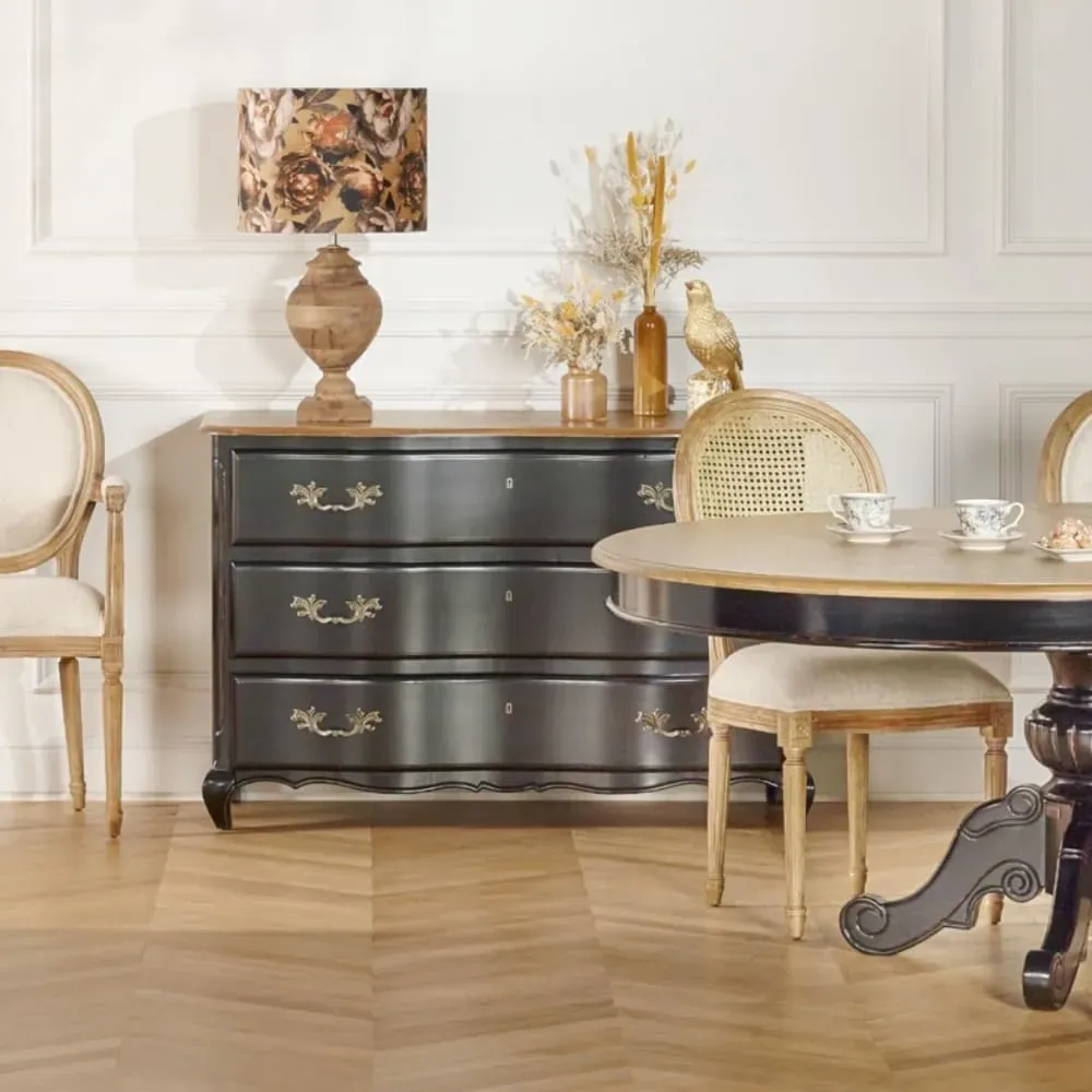 Illustration numéro 2 du produit Commode 3 tiroirs plateau en chêne noire