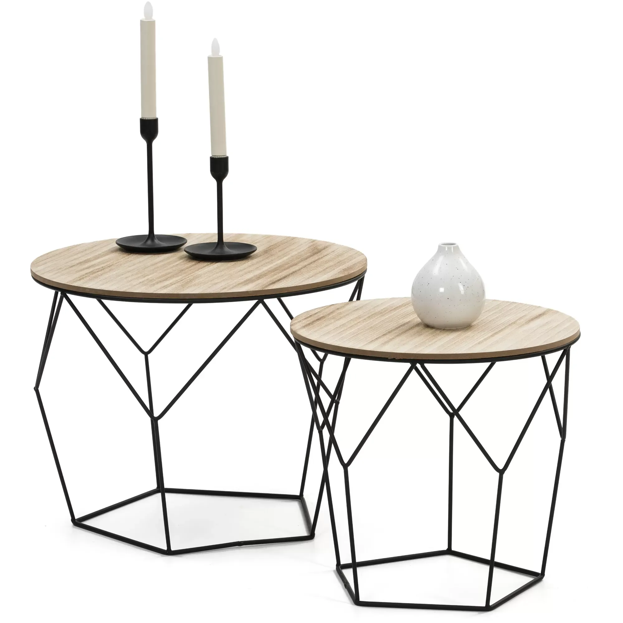 Illustration numéro 2 du produit Set de 2 Tables basses,plateau en placage de bois naturel