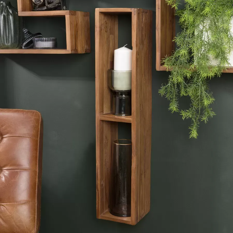Illustration numéro 2 du produit Etagère Murale rectangulaire 2 niches en teck recyclé