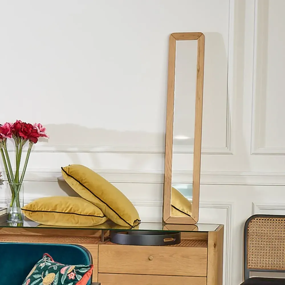 Illustration numéro 2 du produit Miroir 110x20 cadre en chêne teinte claire