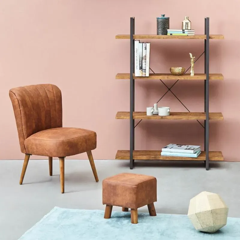 Illustration numéro 2 du produit Etagère style industriel imitation bois et métal baldas 4 étagères