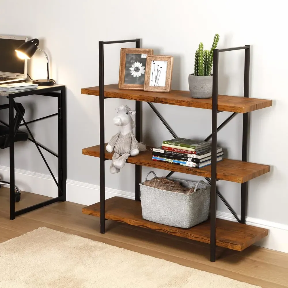 Illustration numéro 2 du produit Etagère en aggloméré imitation bois marron et noir