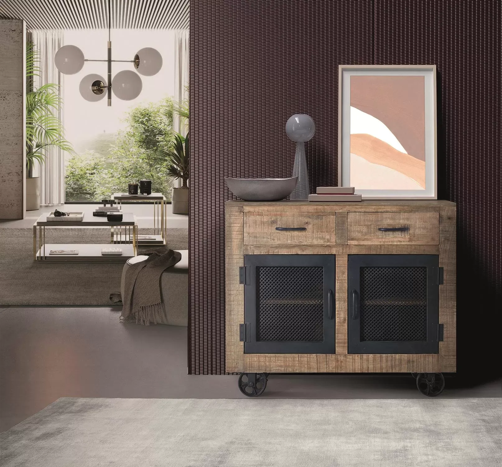 Illustration numéro 2 du produit Buffet en manguier et métal naturel