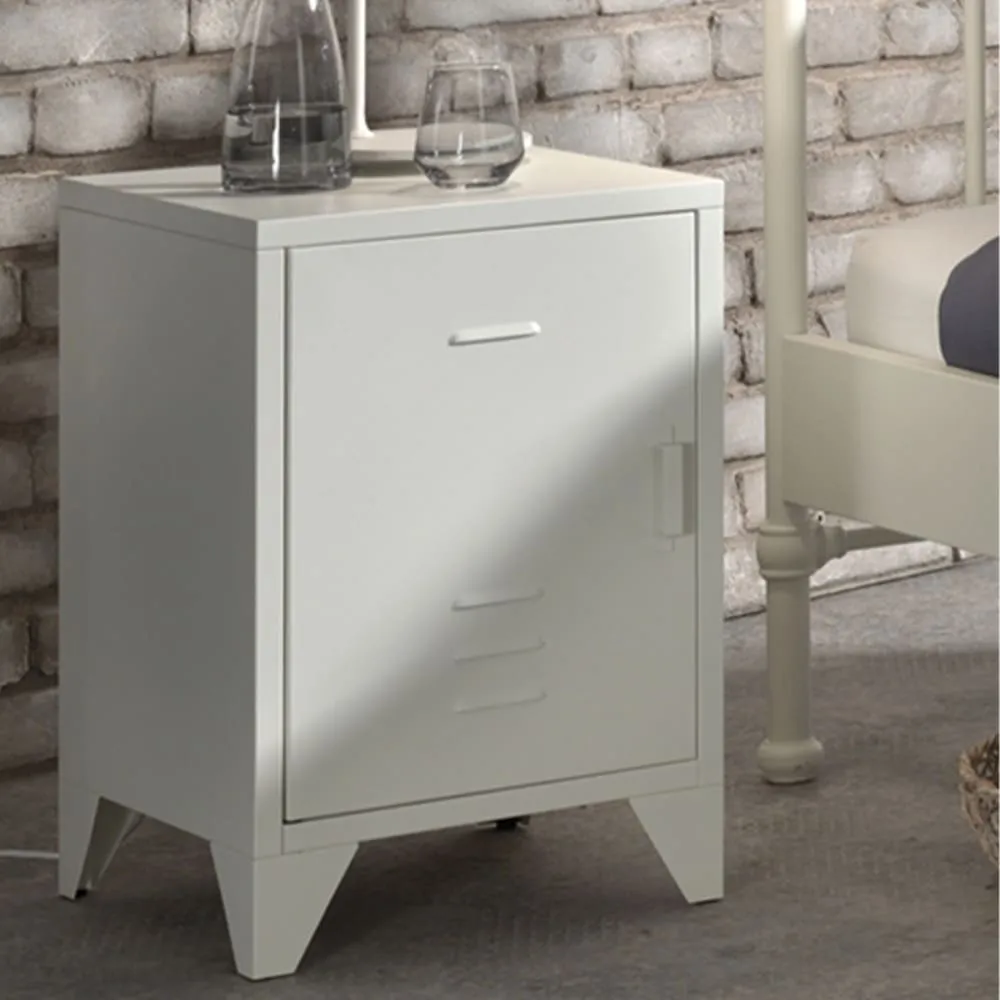 Illustration numéro 2 du produit Vipack Chevet en métal Bronxx 1 porte 1 etagere 60x40x40cm Blanc Mat