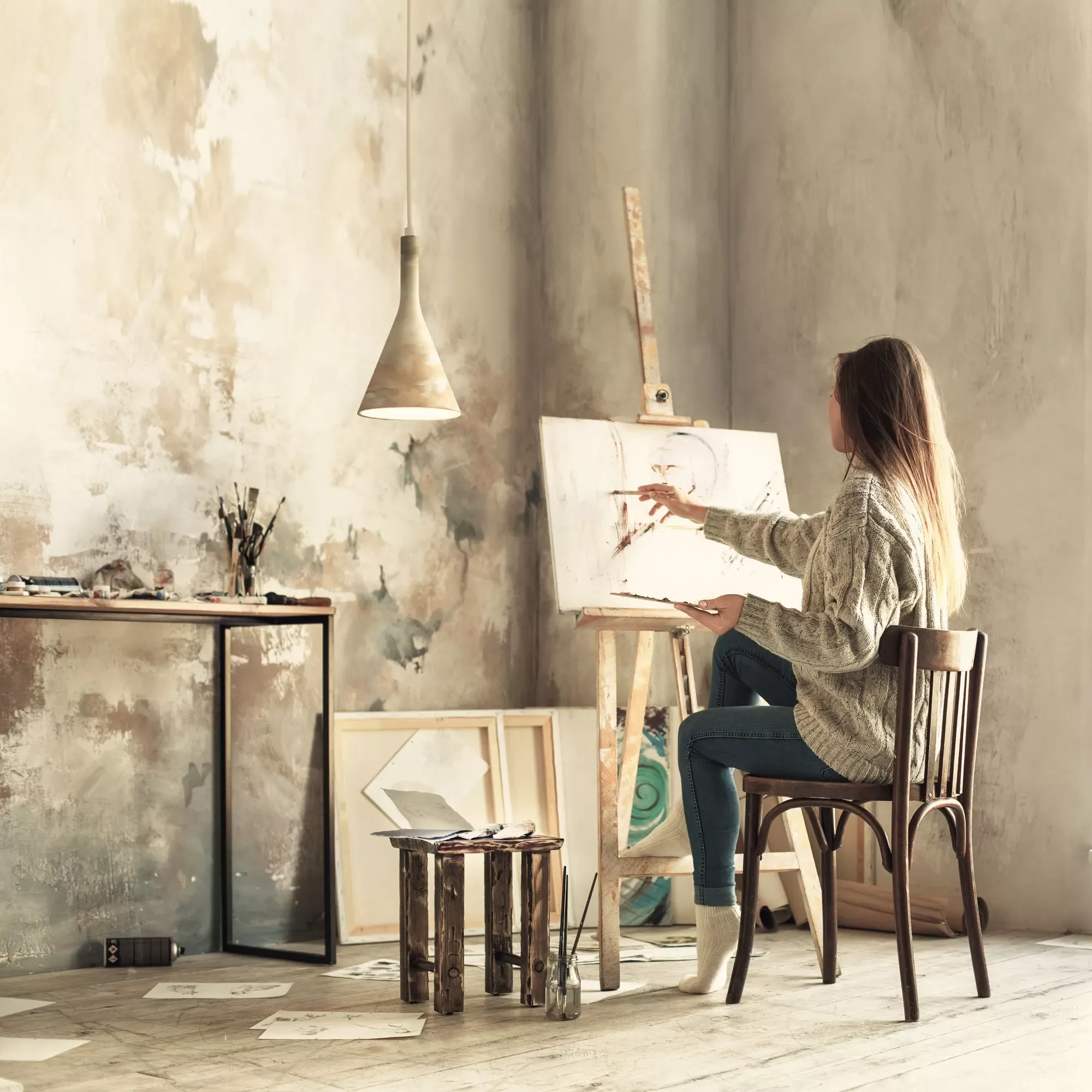 Illustration numéro 2 du produit Deckenleuchte aus Gips, weiß