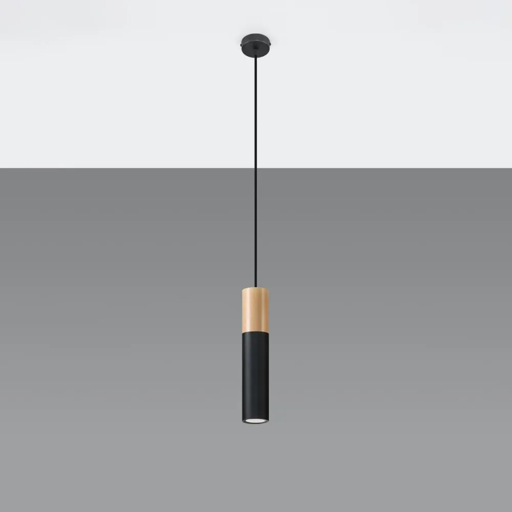 Illustration numéro 2 du produit Lampe suspendue acier/bois H 105 cm