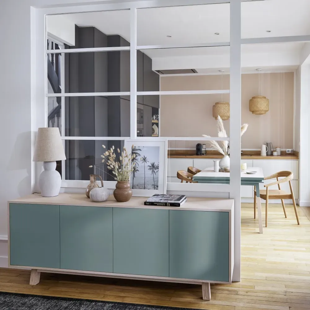 Illustration numéro 2 du produit Buffet 4 portes en frêne 180 cm, hauteur 94 cm