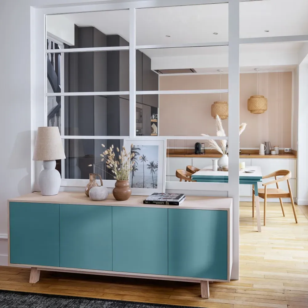 Illustration numéro 2 du produit Buffet 4 portes en frêne 180 cm, hauteur 94 cm