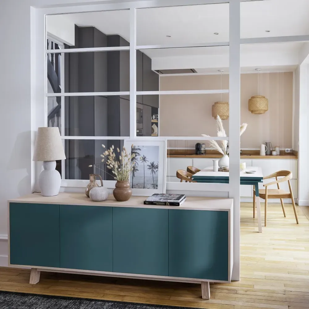 Illustration numéro 2 du produit Buffet 4 portes en frêne 180 cm, hauteur 94 cm