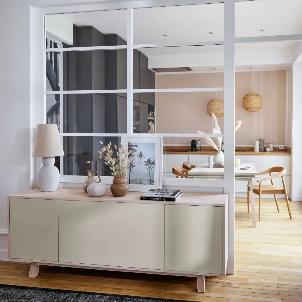 Illustration numéro 2 du produit Buffet 4 portes en frêne 180 cm, hauteur 94 cm