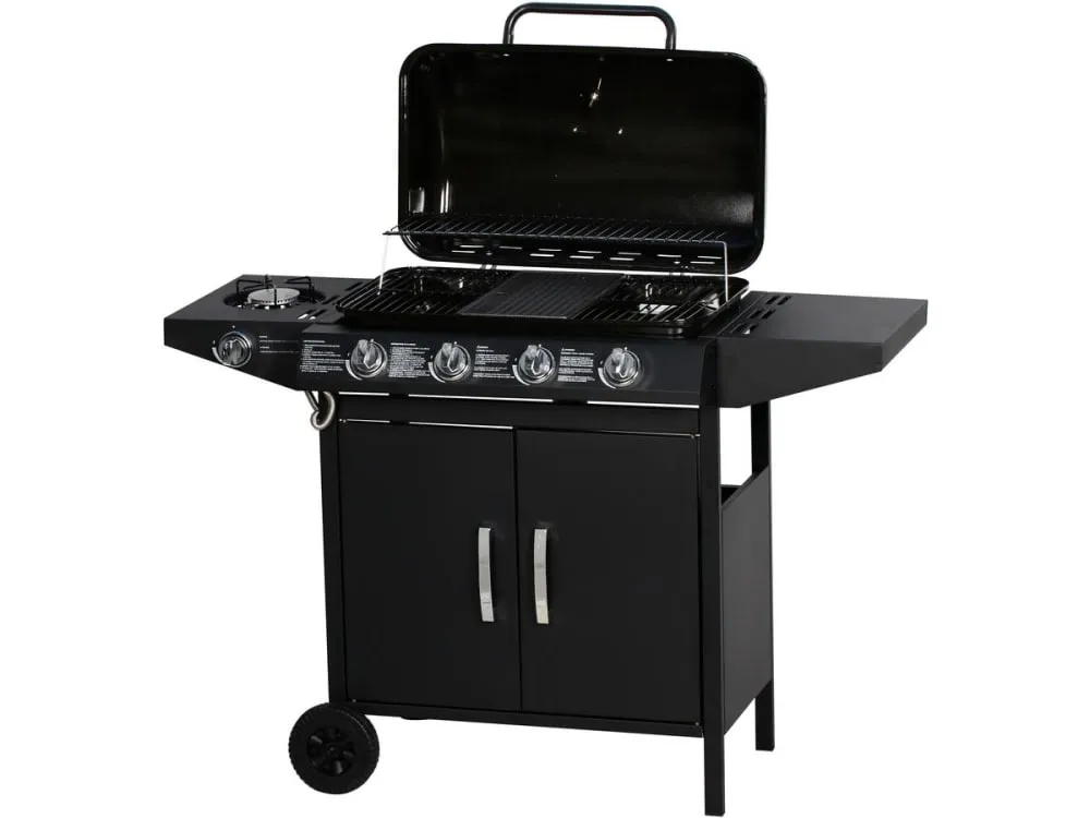 Illustration numéro 2 du produit Barbecue gaz ''festa 5'' - 5 brûleurs dont 1 latéral - 12.9 kw- noir