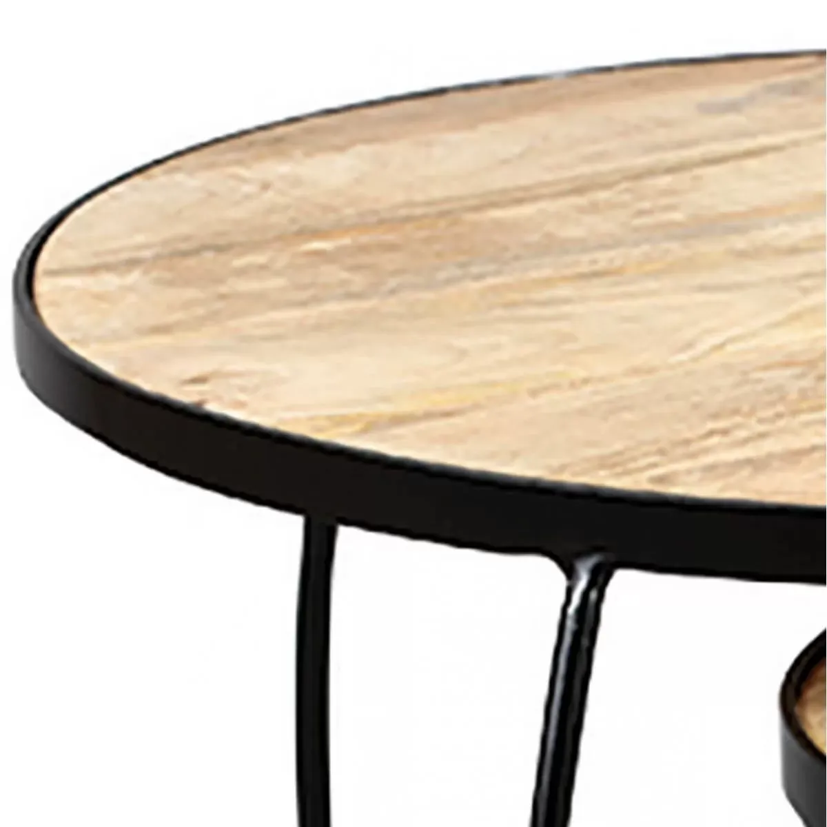 Illustration numéro 2 du produit Lot  de 2 tables basses gigognes métal et bois