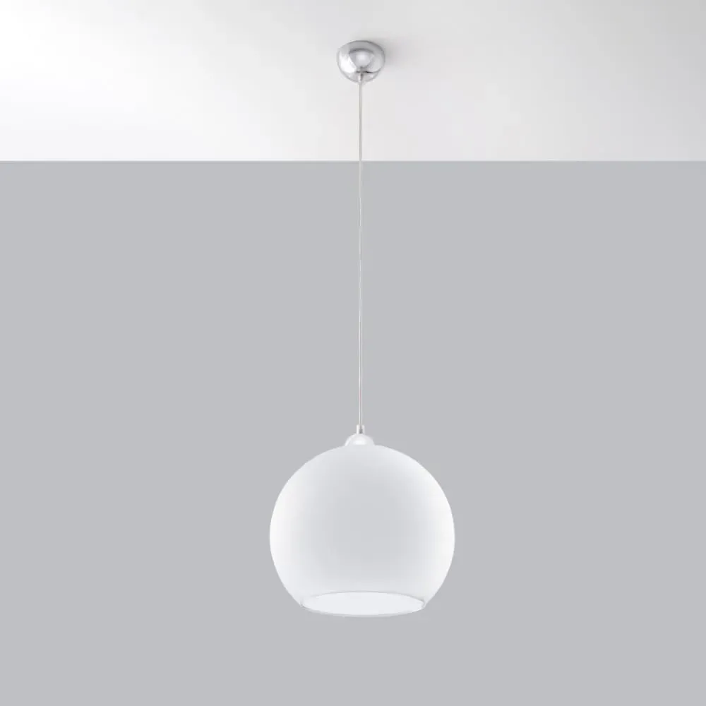 Illustration numéro 2 du produit Lampe suspendue acier/verre blanc H 120 cm
