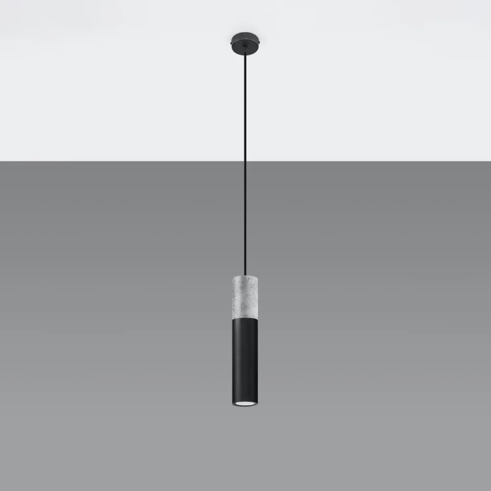 Illustration numéro 2 du produit Lampe suspendue acier béton noir H 105 cm