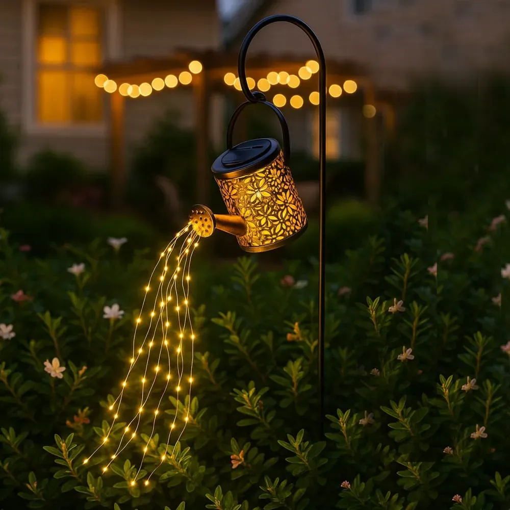 Illustration numéro 2 du produit Balise solaire arrosoir à planter Acier Marron H78CM