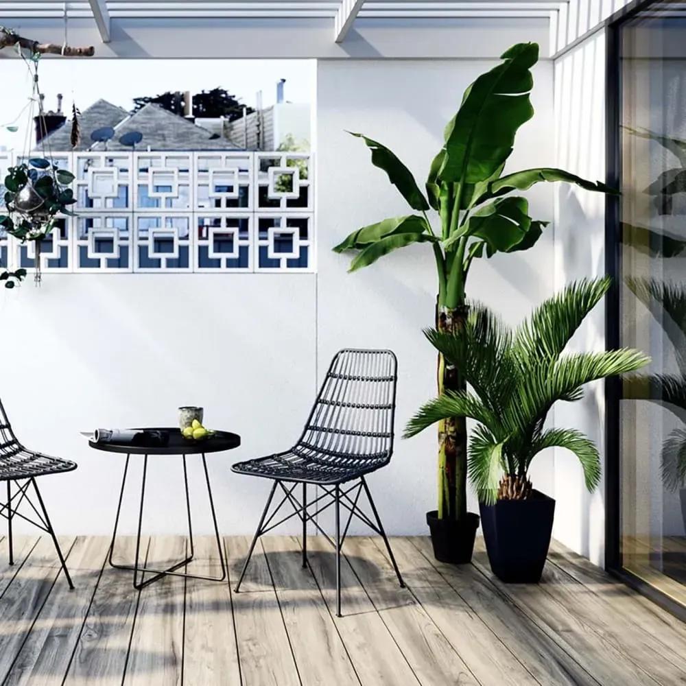 Illustration numéro 2 du produit Plante artificielle palmier en polyéthylène et béton H78