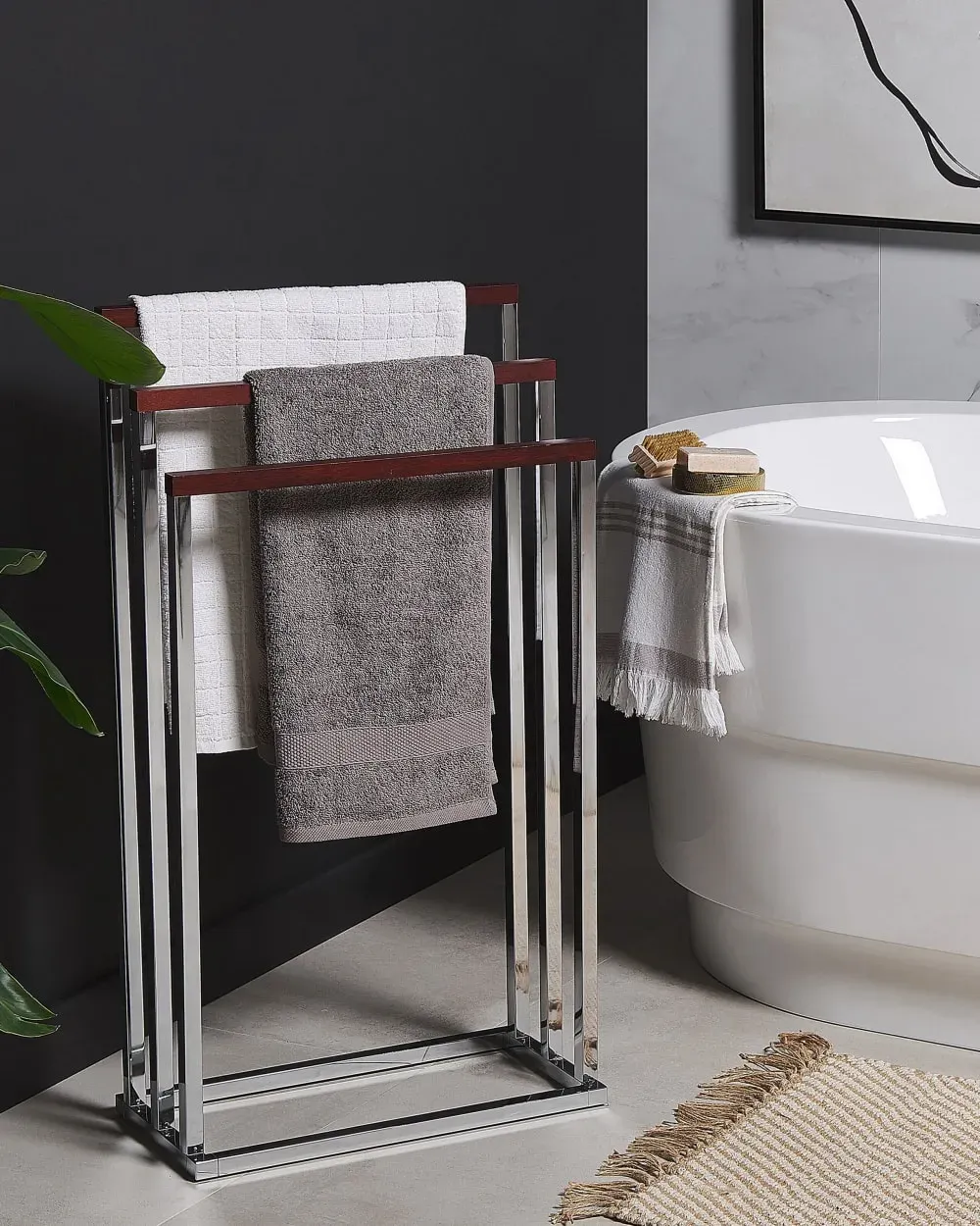 Illustration numéro 2 du produit Porte-serviettes métal argenté