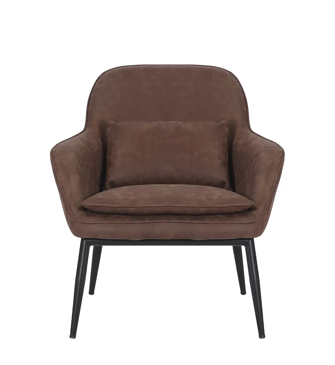 Illustration numéro 2 du produit Fauteuil en métal noir et similicuir marron