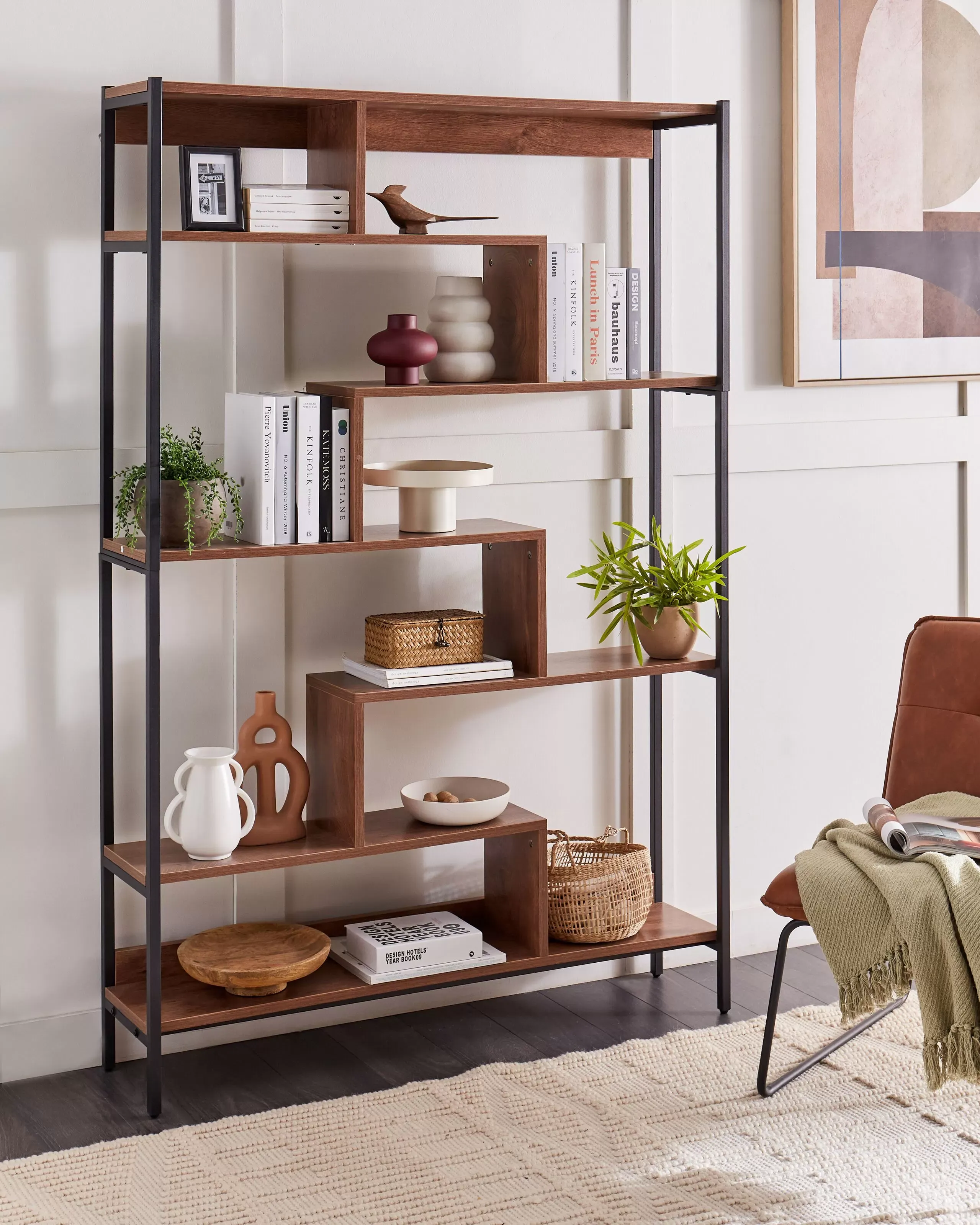 Illustration numéro 2 du produit Bibliothèque 6 étagères 180 cm marron
