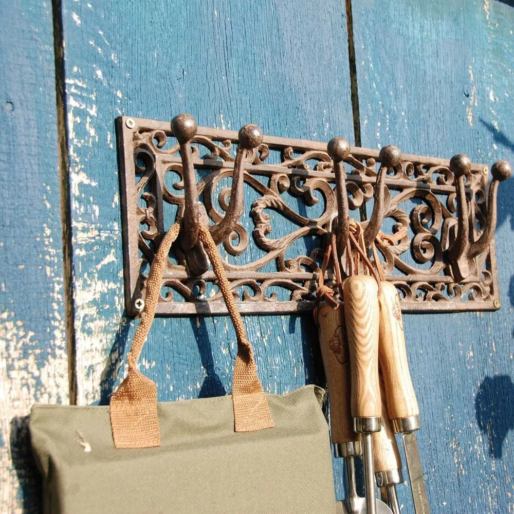 Illustration numéro 2 du produit Crochets muraux outils jardin fonte marron