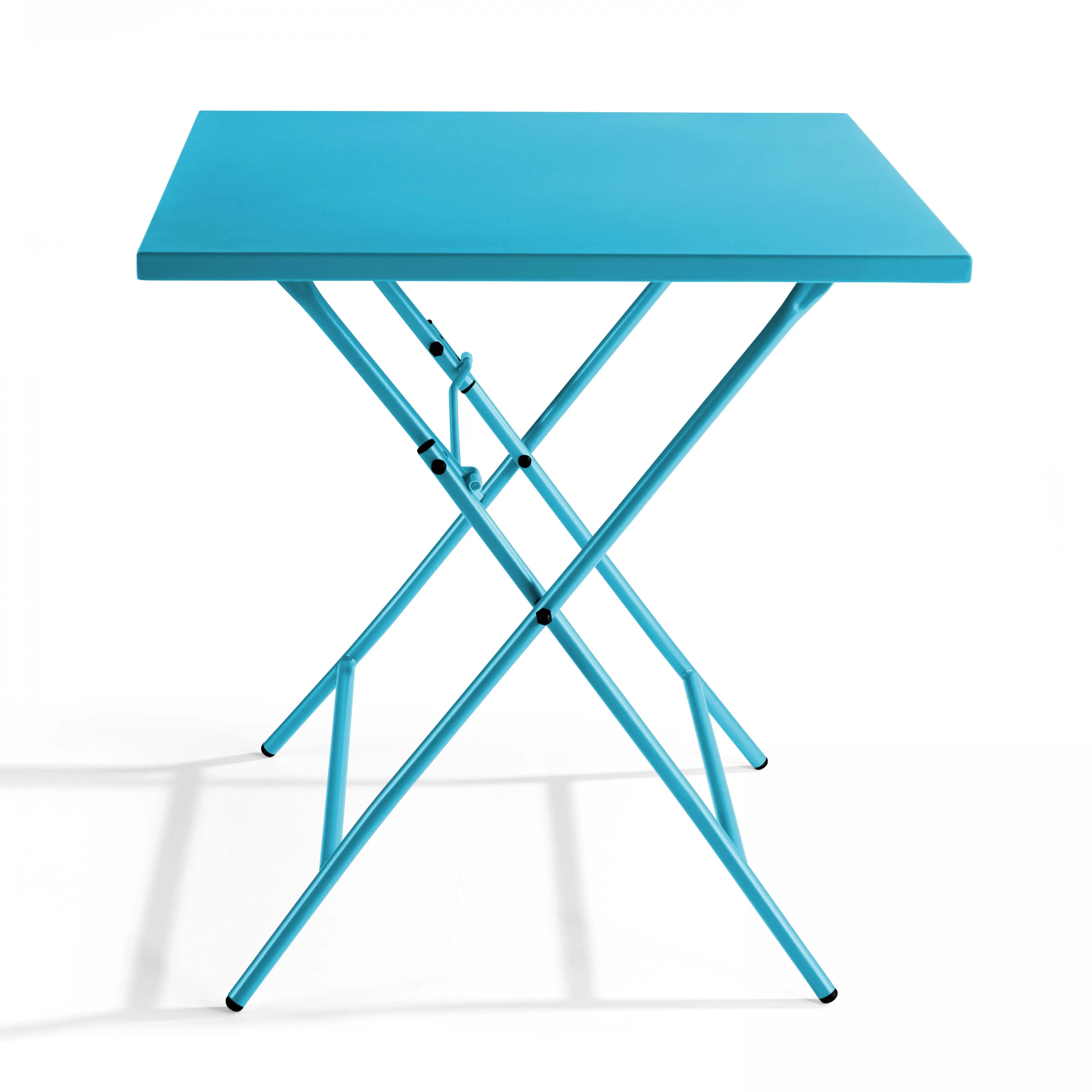 Illustration numéro 2 du produit Table de jardin pliante carrée en acier bleu